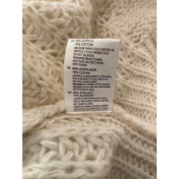 Cloth by RD Turtle Cowl Neck Cable Knit Pullover Sweater Size Large in Cream NWT - Picture 5 of 5